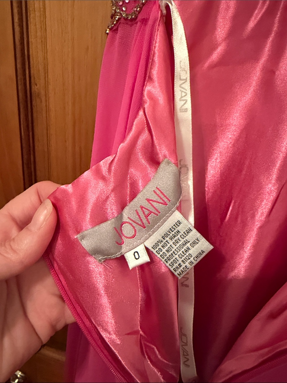 Jovani Hot Pink Beaded Spaghetti-Strap Pageant Prom Gown - Picture 5 of 7
